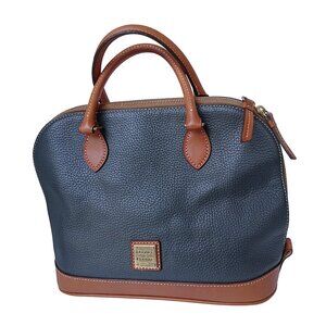 Dooney & Bourke Leather "Zip Zip" Blue/ Tan Satchel